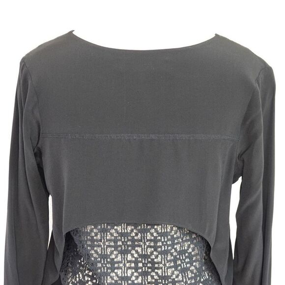 Derek Lam 10 Crosby Intermix Layered Black Silk and Lace V-Neck Top Size 0 - Picture 5 of 13